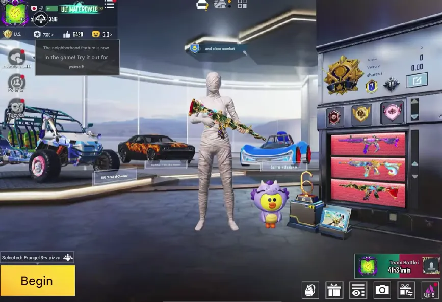 PGM269 X Costume Lv.4 + 3 Full M416 Evo, 160+ Mythics, 40+ Lab Guns, Ace Rank, 10+ Kill Chats, 1–5 Cars (G)